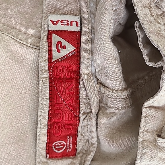 Guess Pants Size 31R Tan Beige Lightweight Linen Blend Travel Safari Casual Nice - Picture 5 of 7